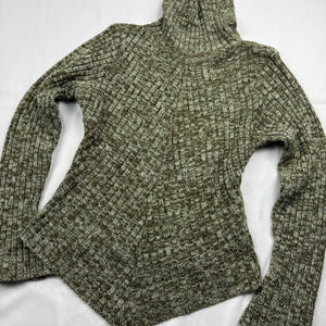 Khaki turtleneck asymmetric jumper (S/M)