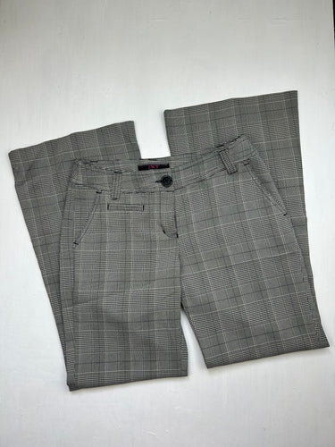 Grey check print low waist office flare pants (XS/S)