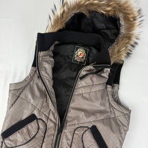 Beige sleeveless zip up hooded puffer jacket (M/L)