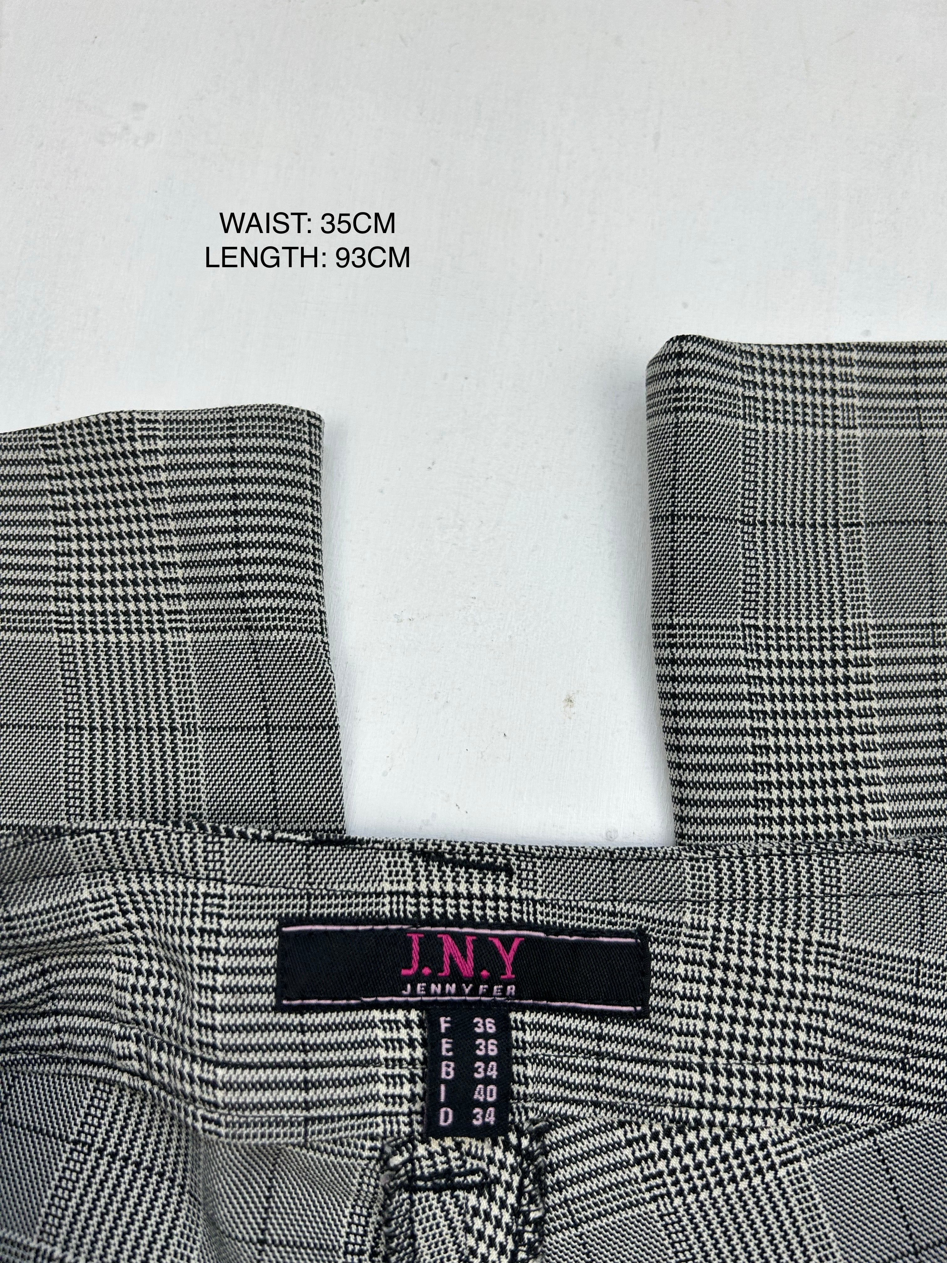 Grey check print low waist office flare pants (XS/S)
