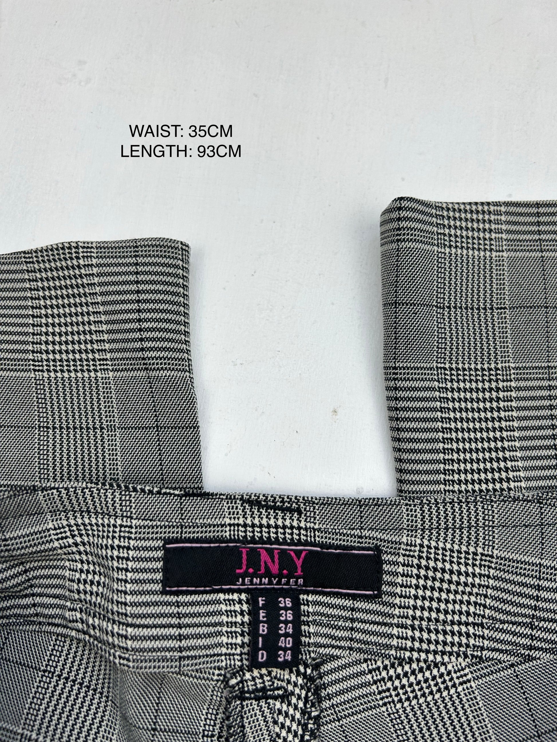 Grey check print low waist office flare pants (XS/S)