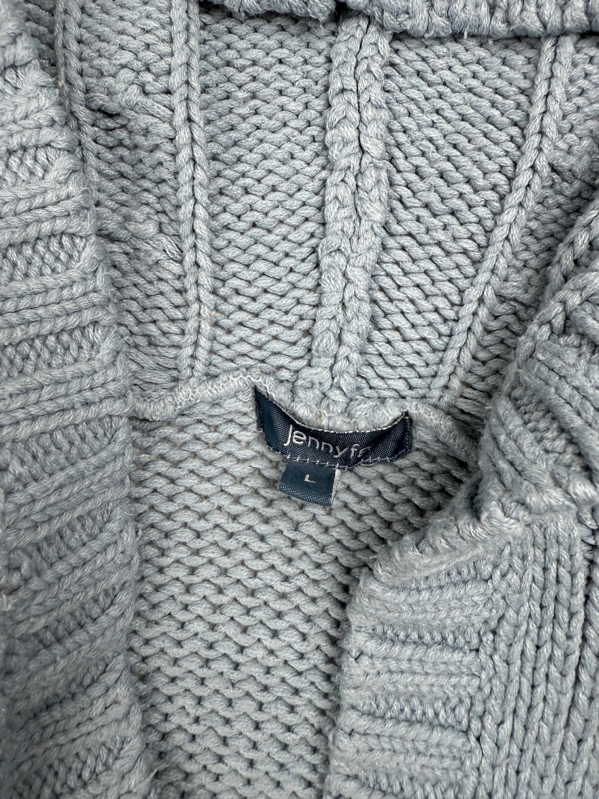 Baby blue knitted hooded jumper (M/L)