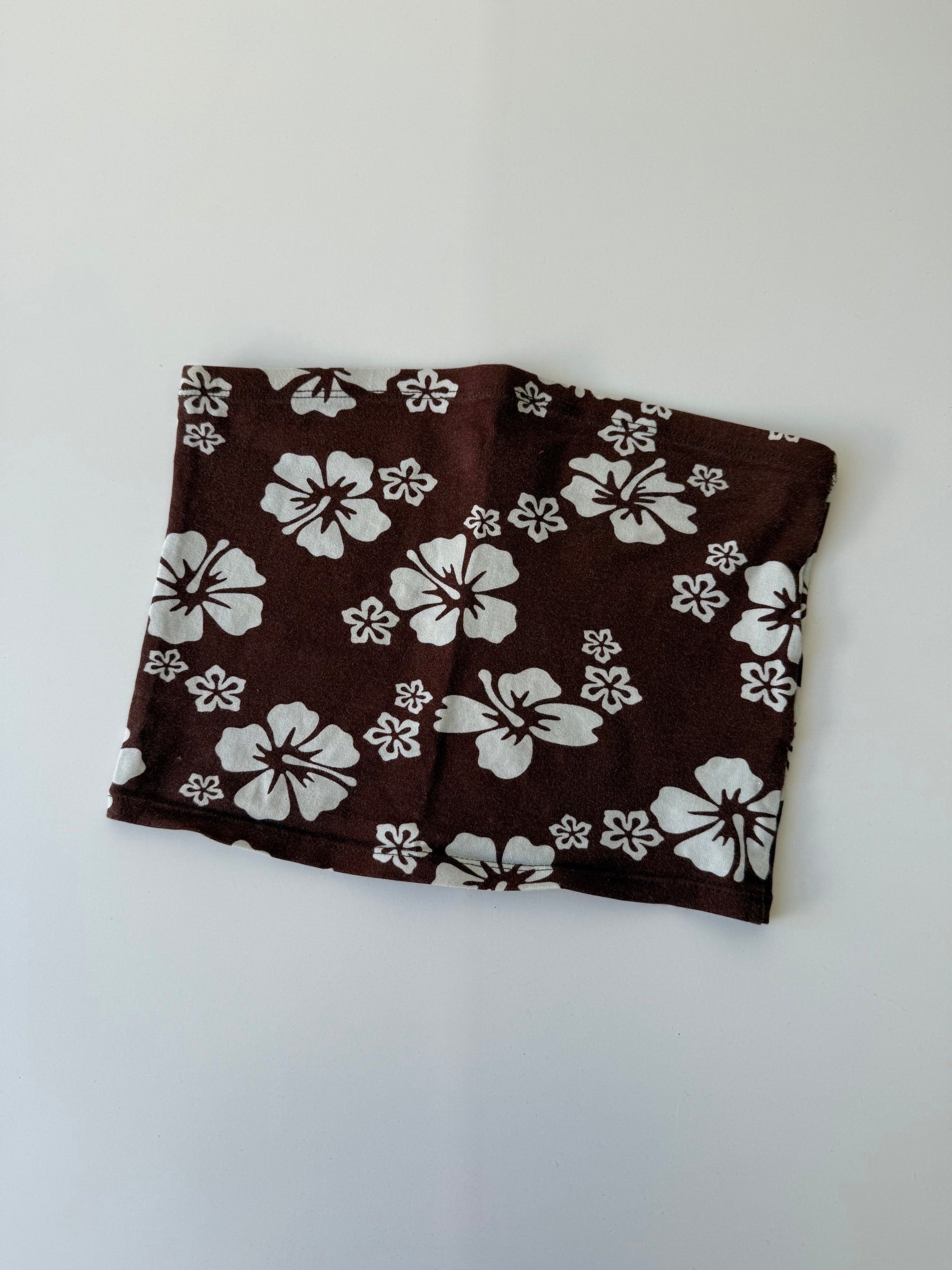 Brown & white hibiscus top (XS)
