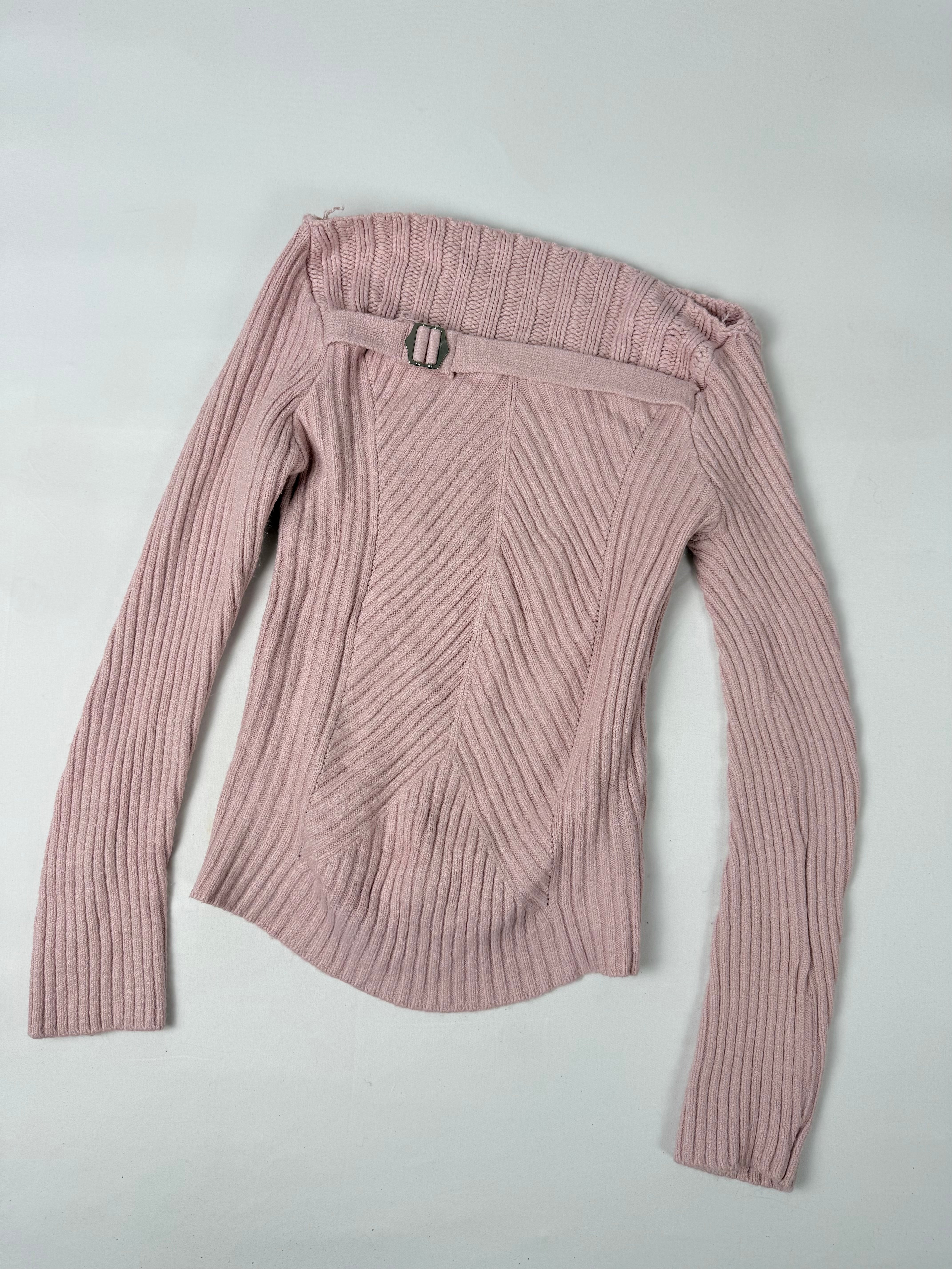 Mini-robe en maille grise à manches courtes avec nouage (S)