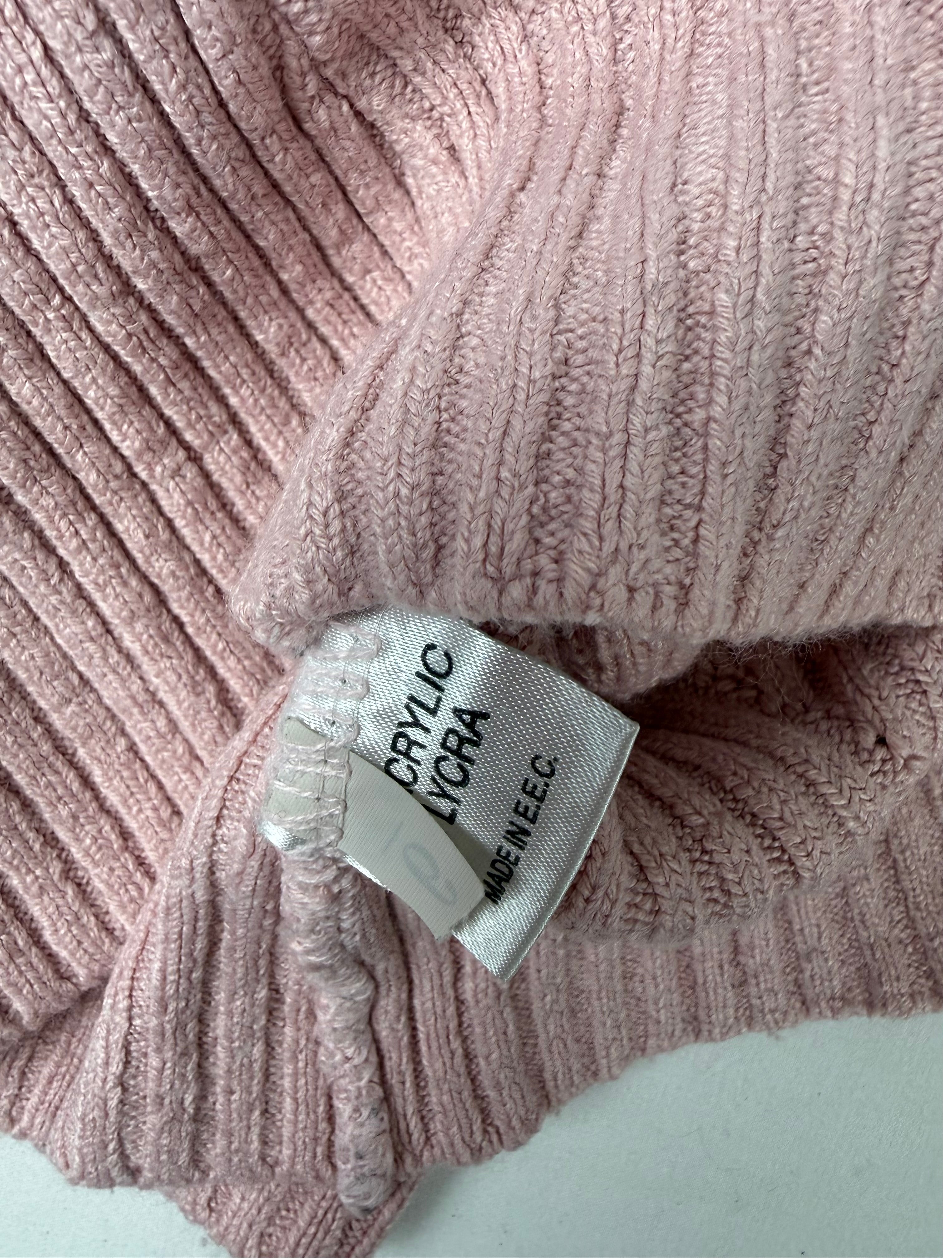 Mini-robe en maille grise à manches courtes avec nouage (S)