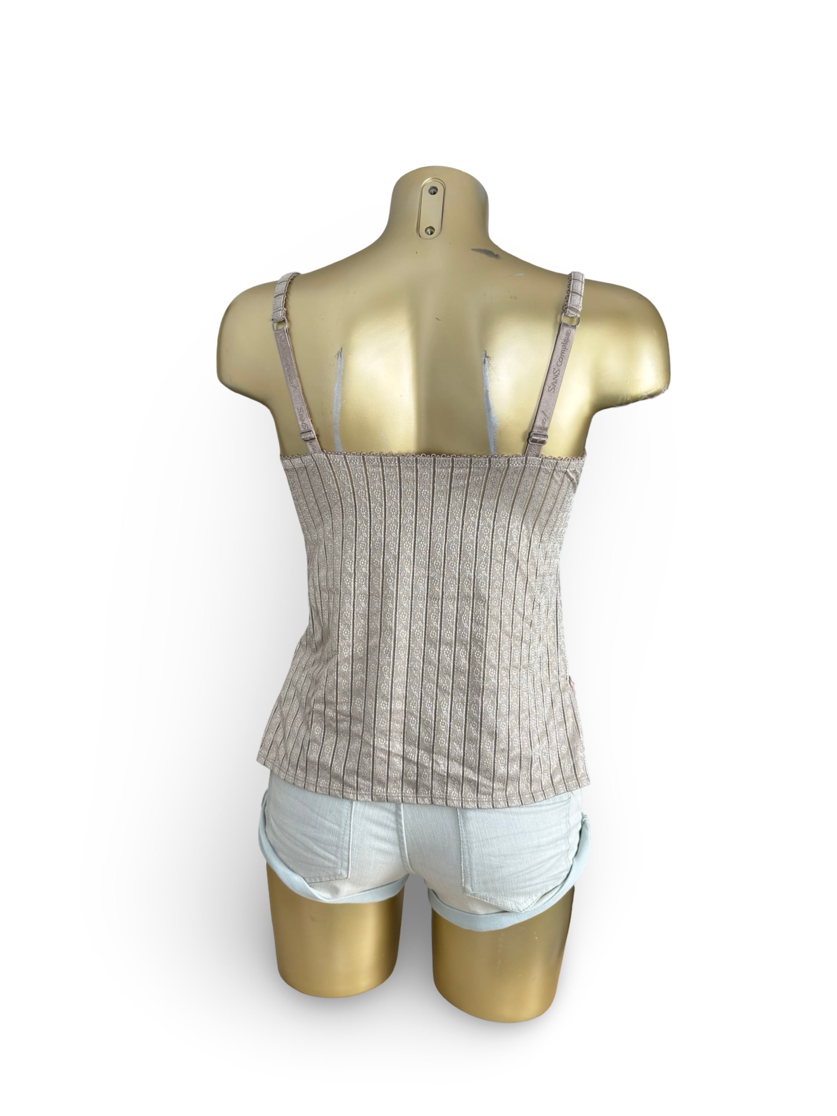 Grey & baby pink lace corset top (S)
