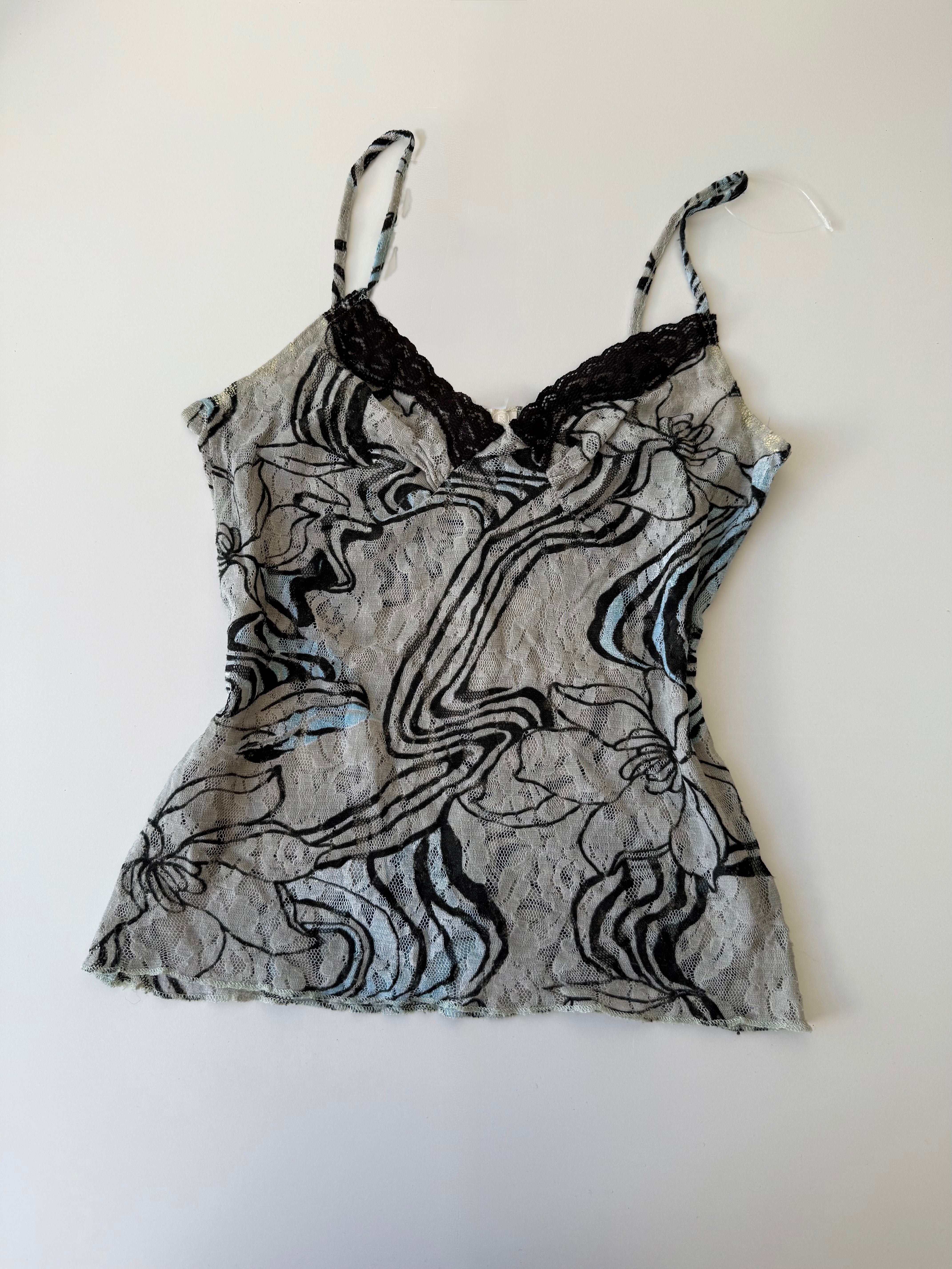 Graphic mesh cami top (M)