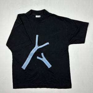 Black cotton zip up detail tee (S/M)