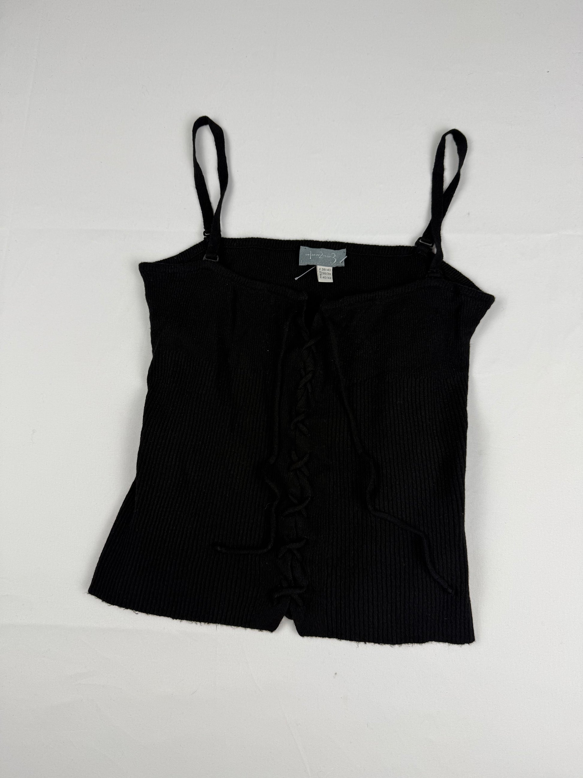 Black lace up tight fit cami top (M/L)