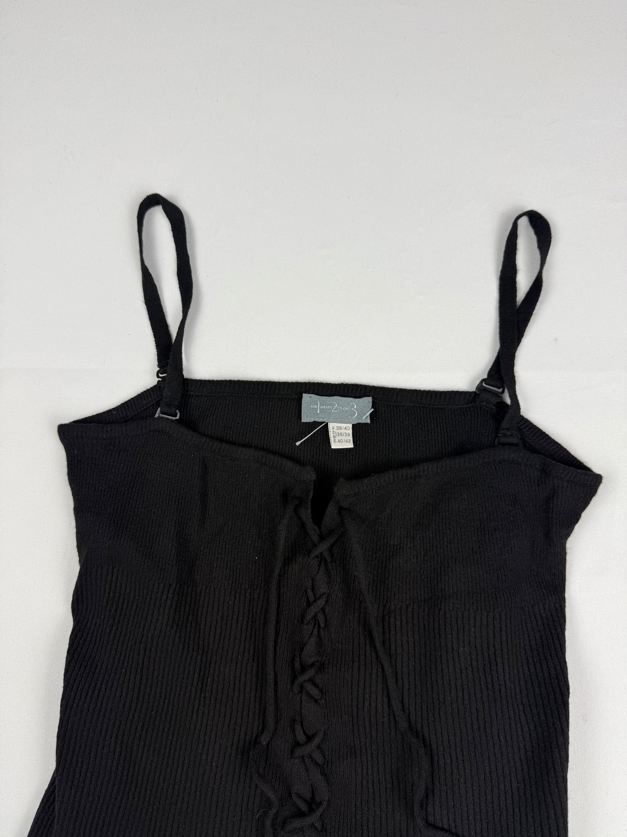 Black lace up tight fit cami top (M/L)