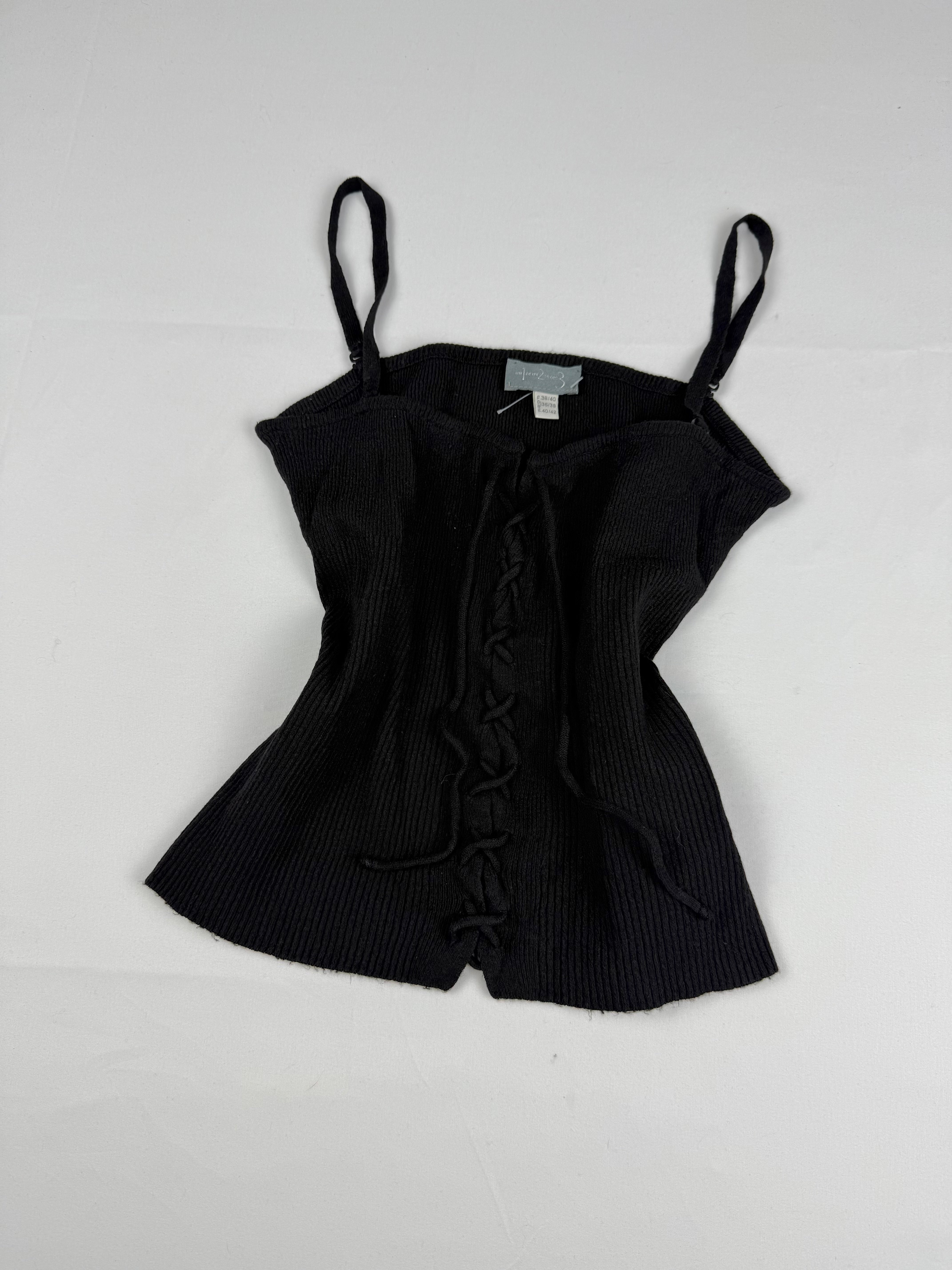 Black lace up tight fit cami top (M/L)