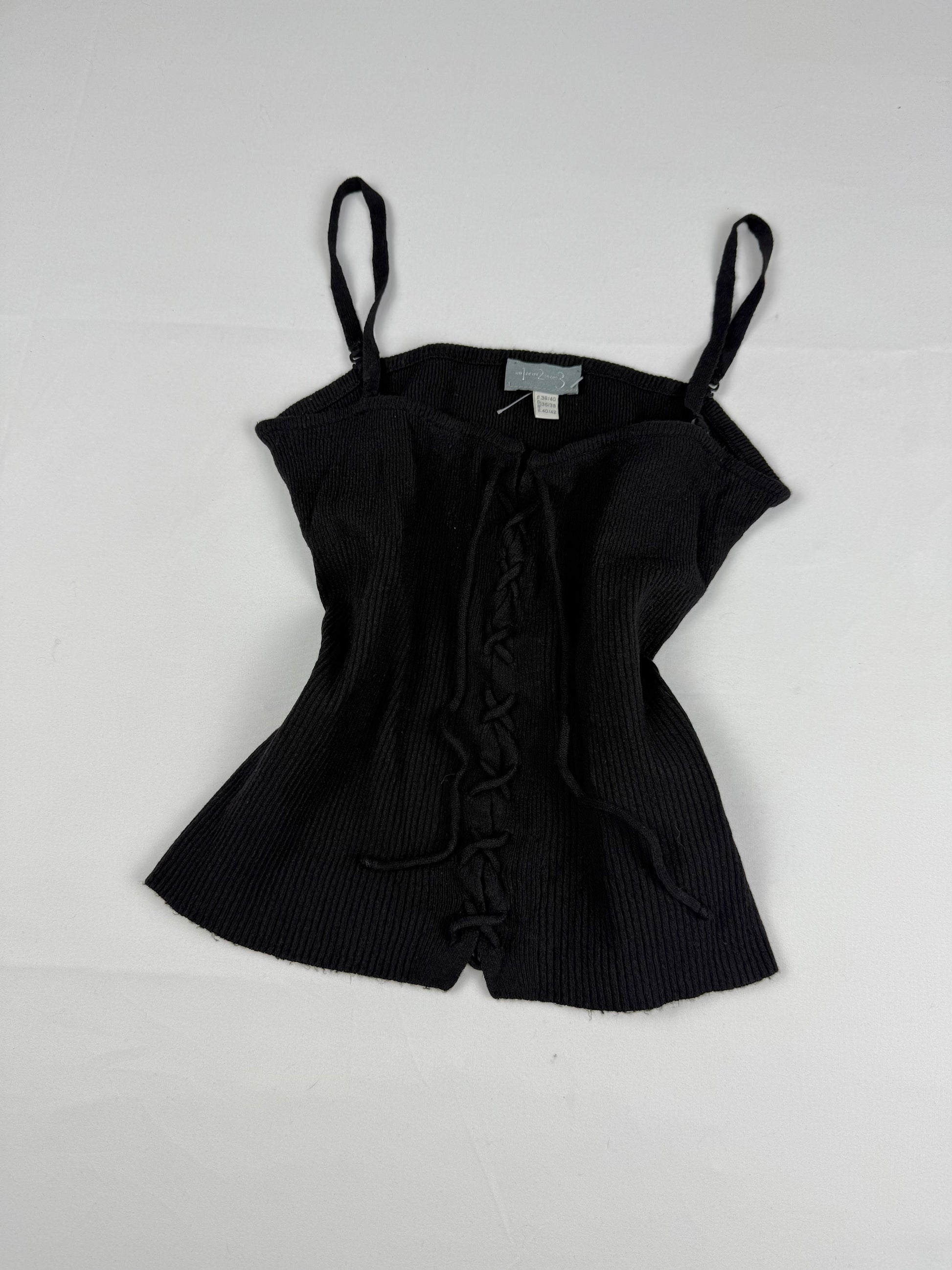 Black lace up tight fit cami top (M/L)