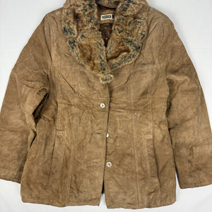 Beige real suede leather trench coat (XXL)