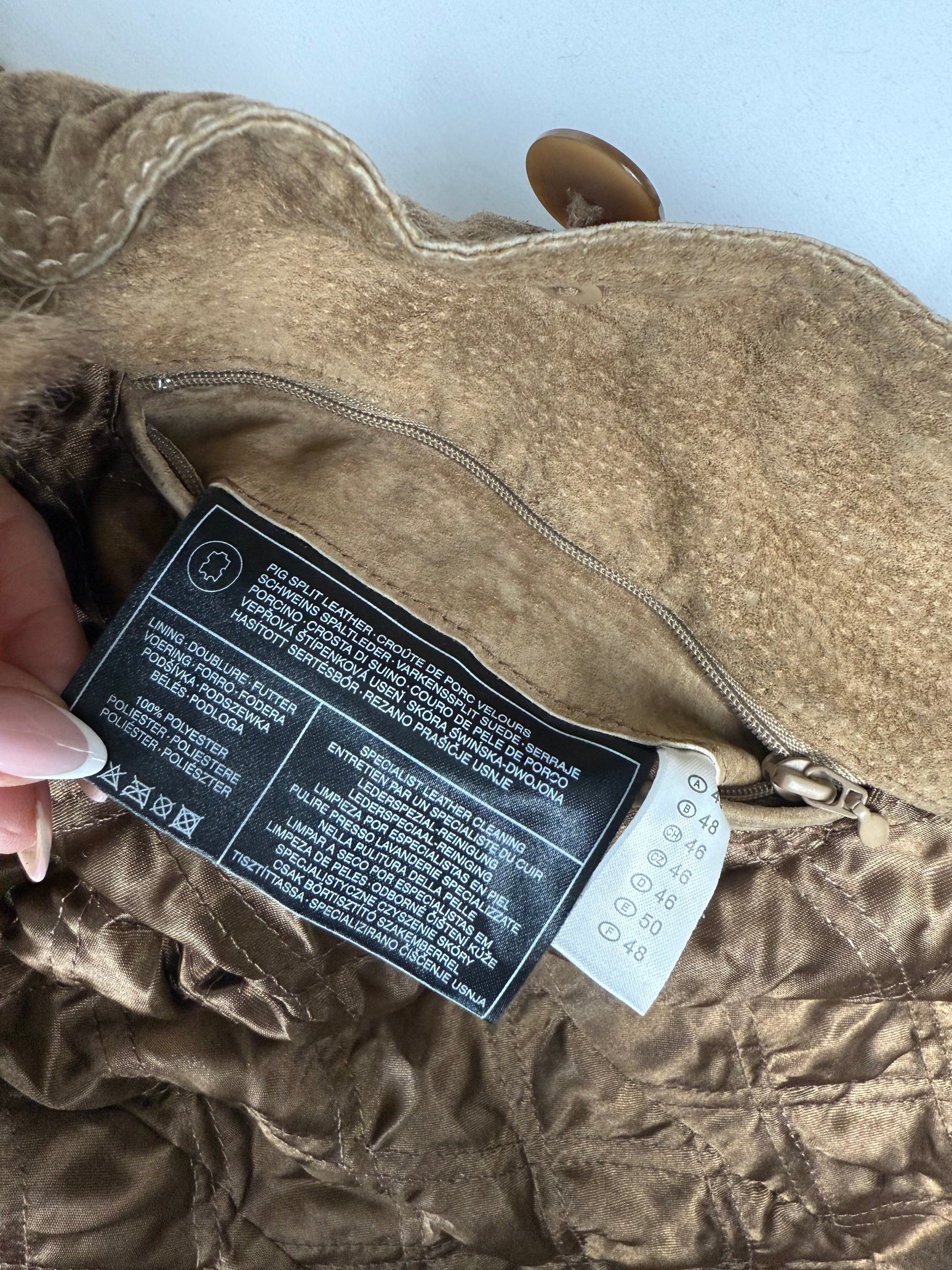 Beige real suede leather trench coat (XXL)