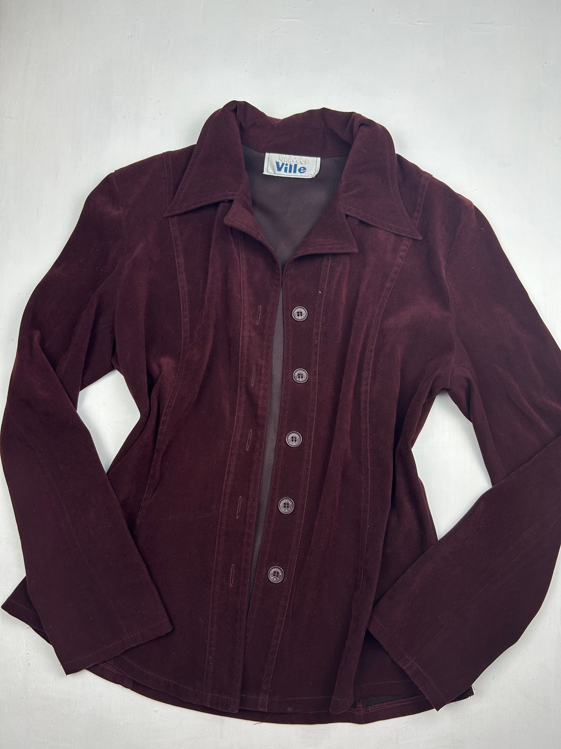 Purple velvet office blazer jacket (M)