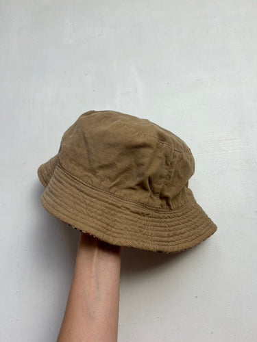 Beige ribbed 90s vintage reversible bucket hat