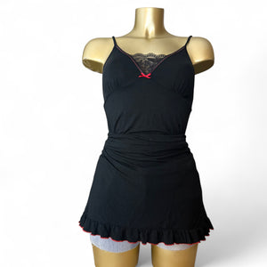 Black & red super soft modal babydoll mini dress (S/M)