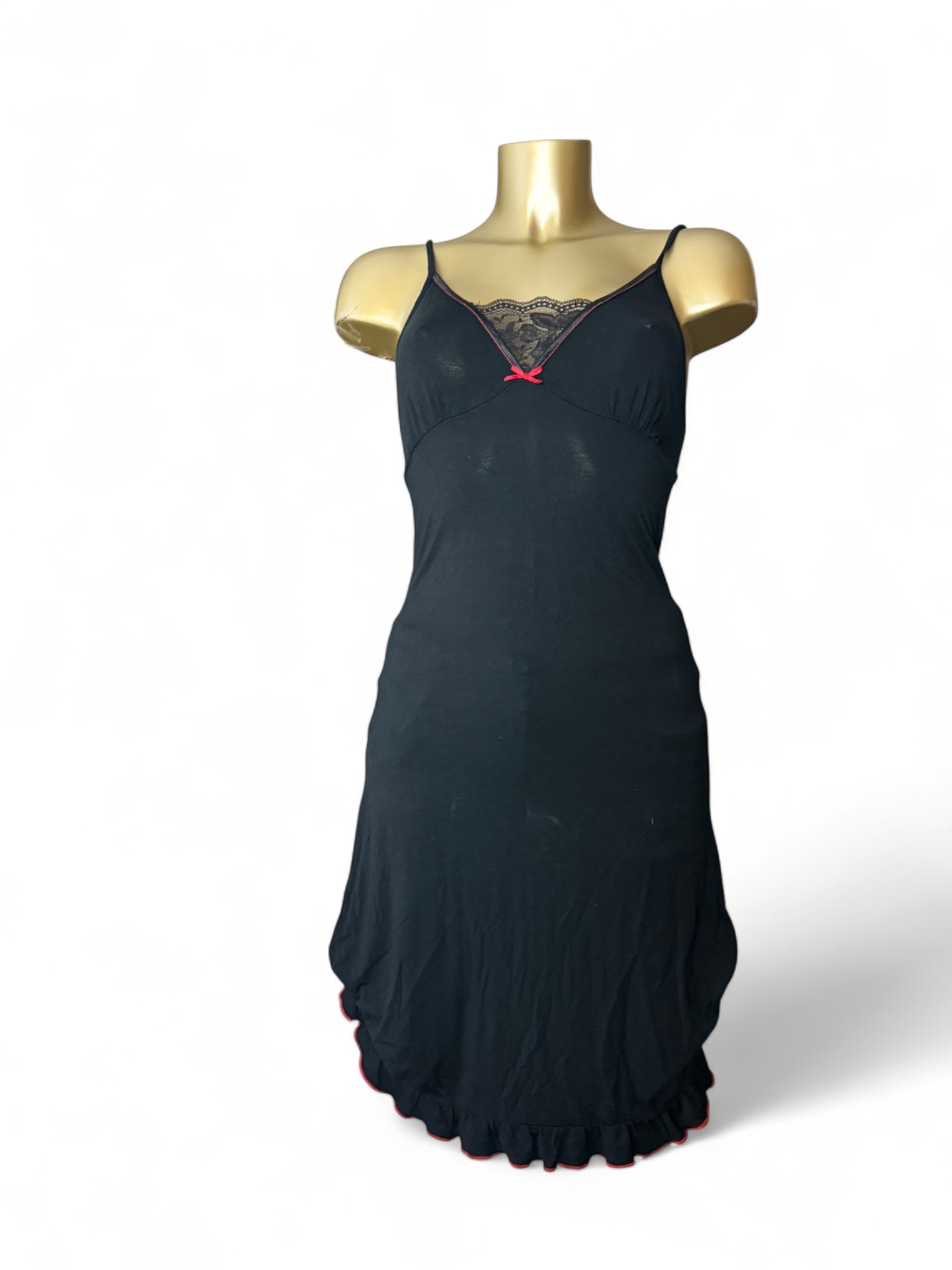 Black & red super soft modal babydoll mini dress (S/M)