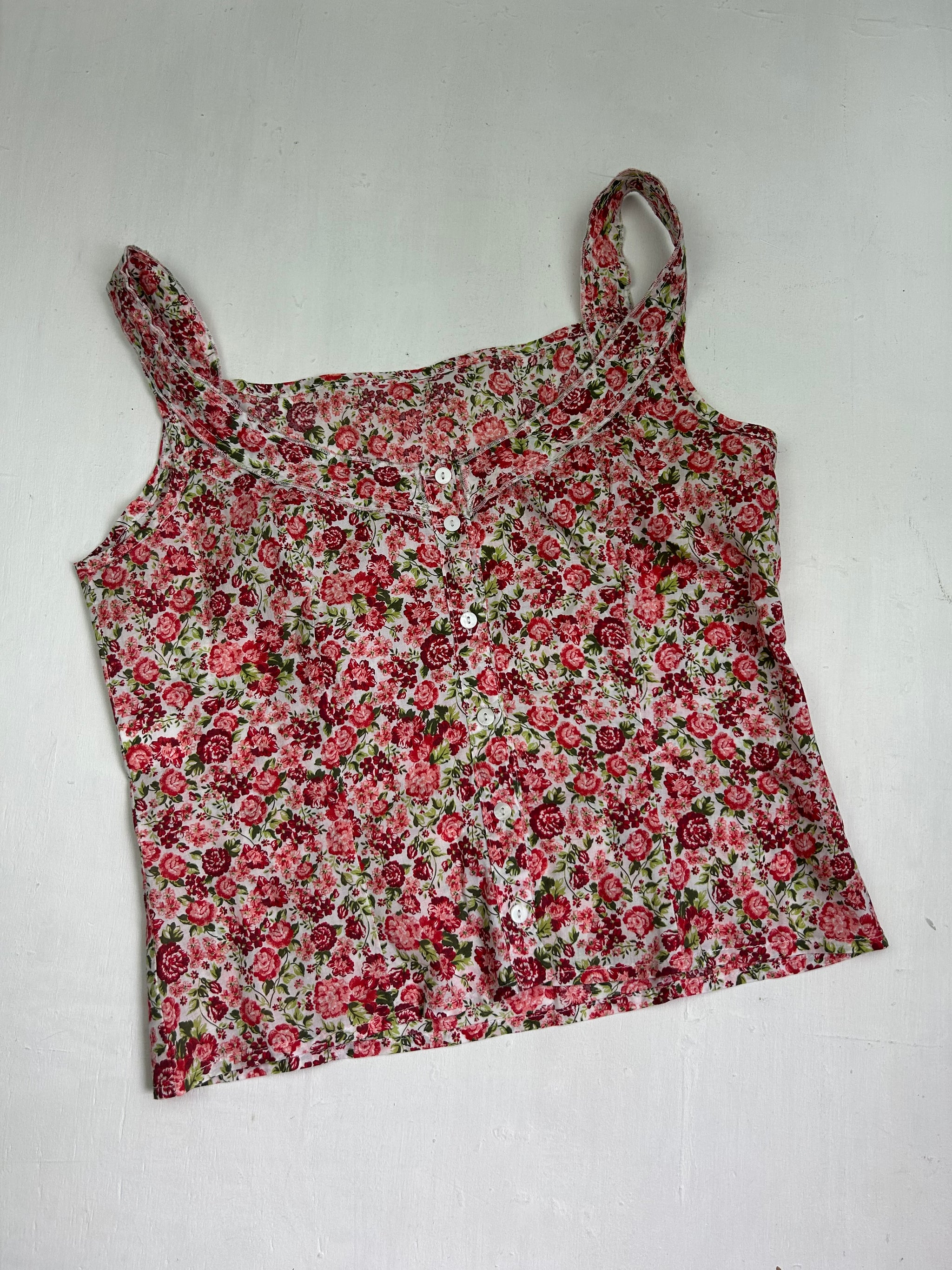 Red floral summer cami top (S/M)
