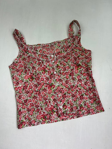 Red floral summer cami top (S/M)