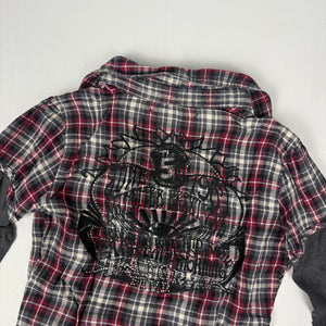 Grey check print long sleeves top (XS)