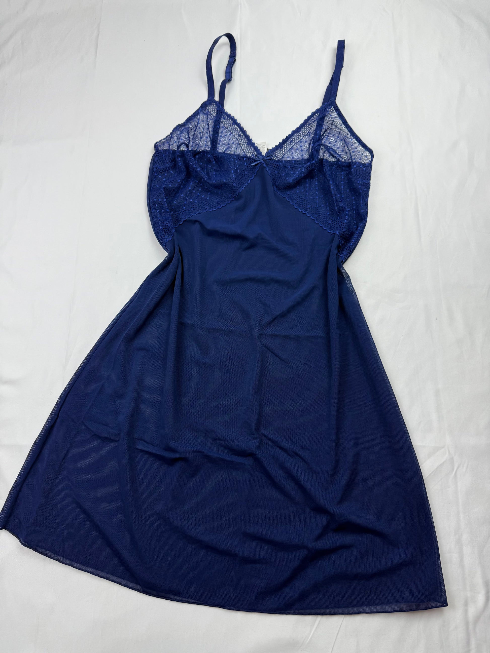 Blue mesh see trough babydoll mini dress (M)