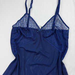 Blue mesh see trough babydoll mini dress (M)
