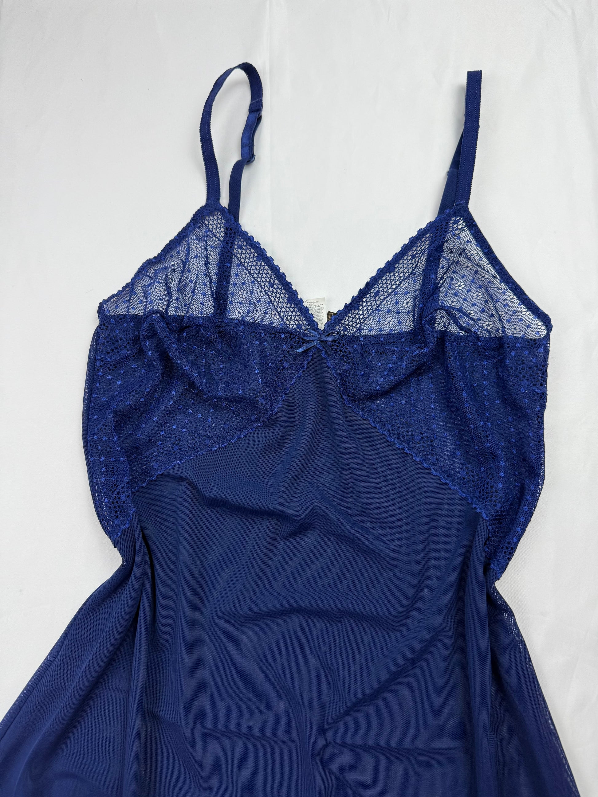 Blue mesh see trough babydoll mini dress (M)