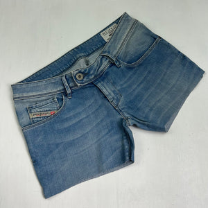 Blue denim low rise mini short (S)