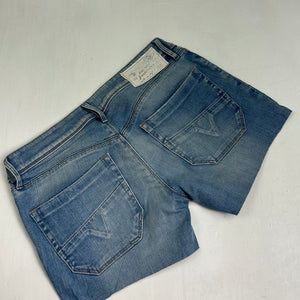 Blue denim low rise mini short (S)