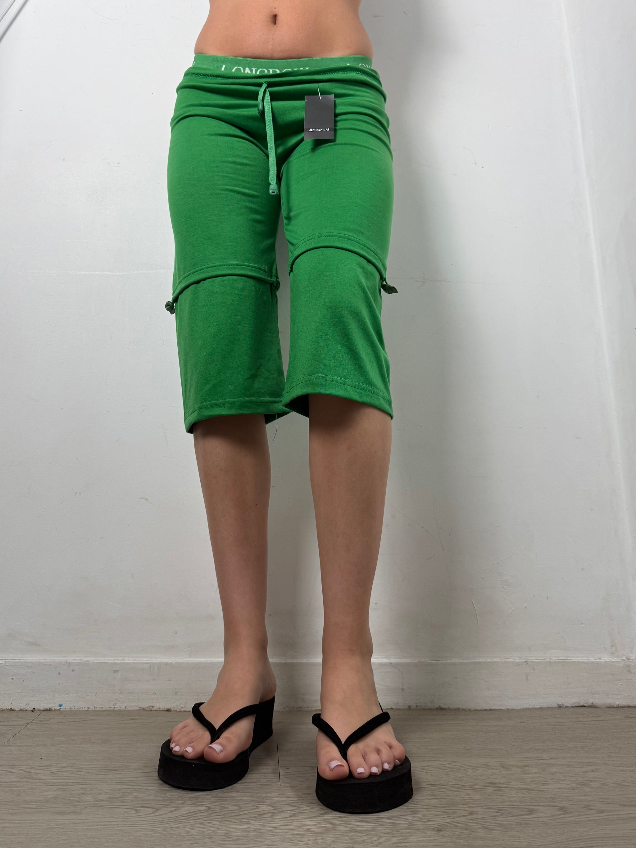 Green baggy capri pants (S)