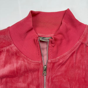 Pink velvet zip up hooded tee (XL)