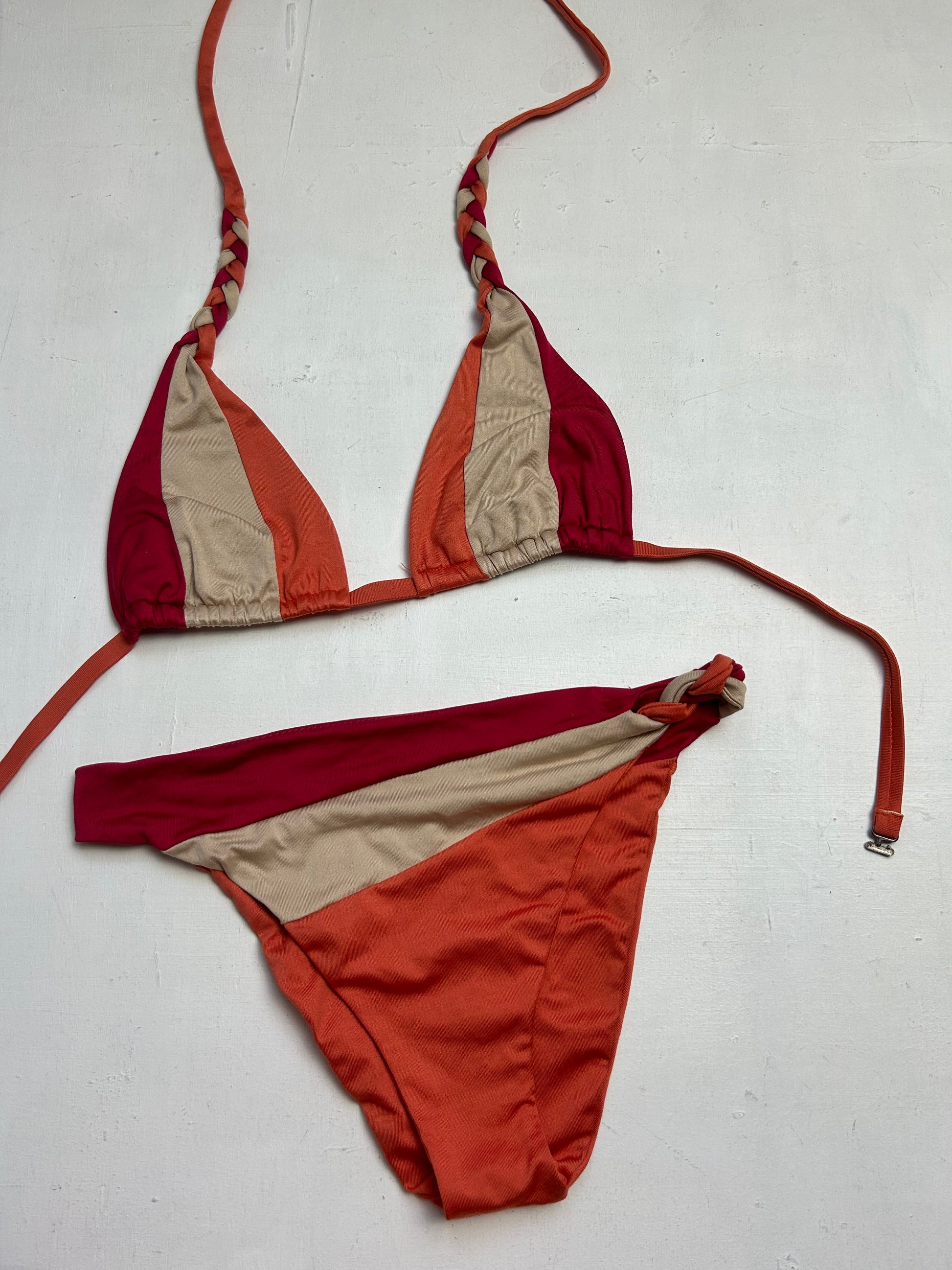 Pink  & orange low rise y2k vintage bikini set (S)