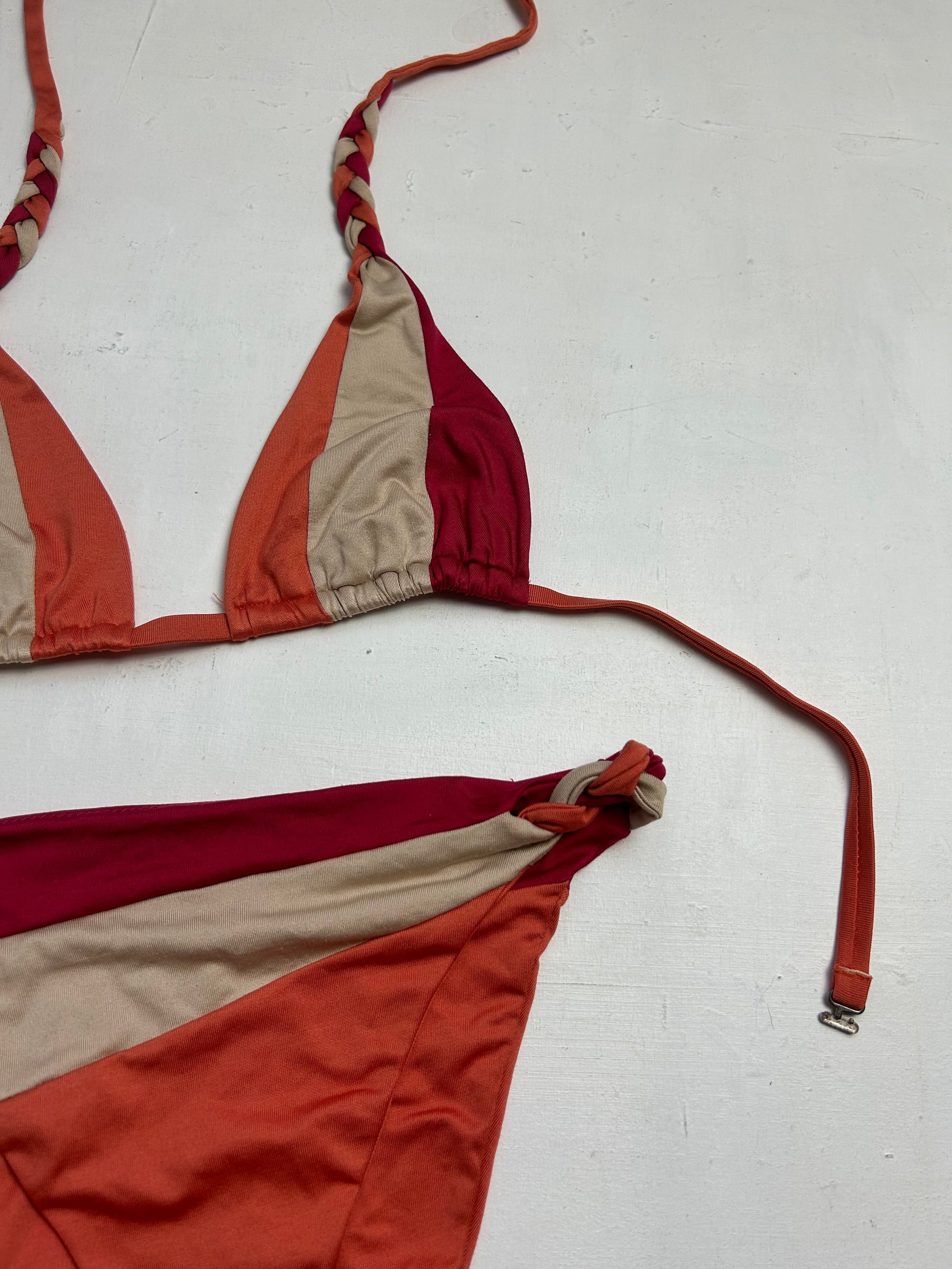 Pink  & orange low rise y2k vintage bikini set (S)