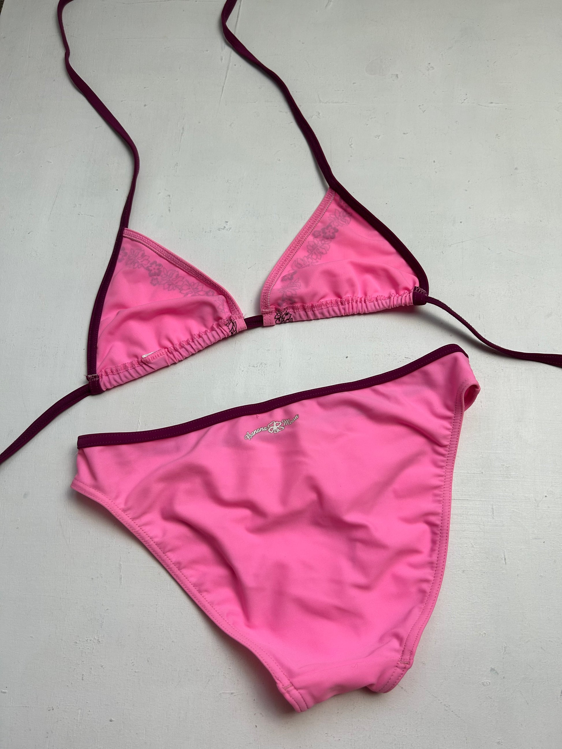 Pink low rise y2k vintage bikini set (M)