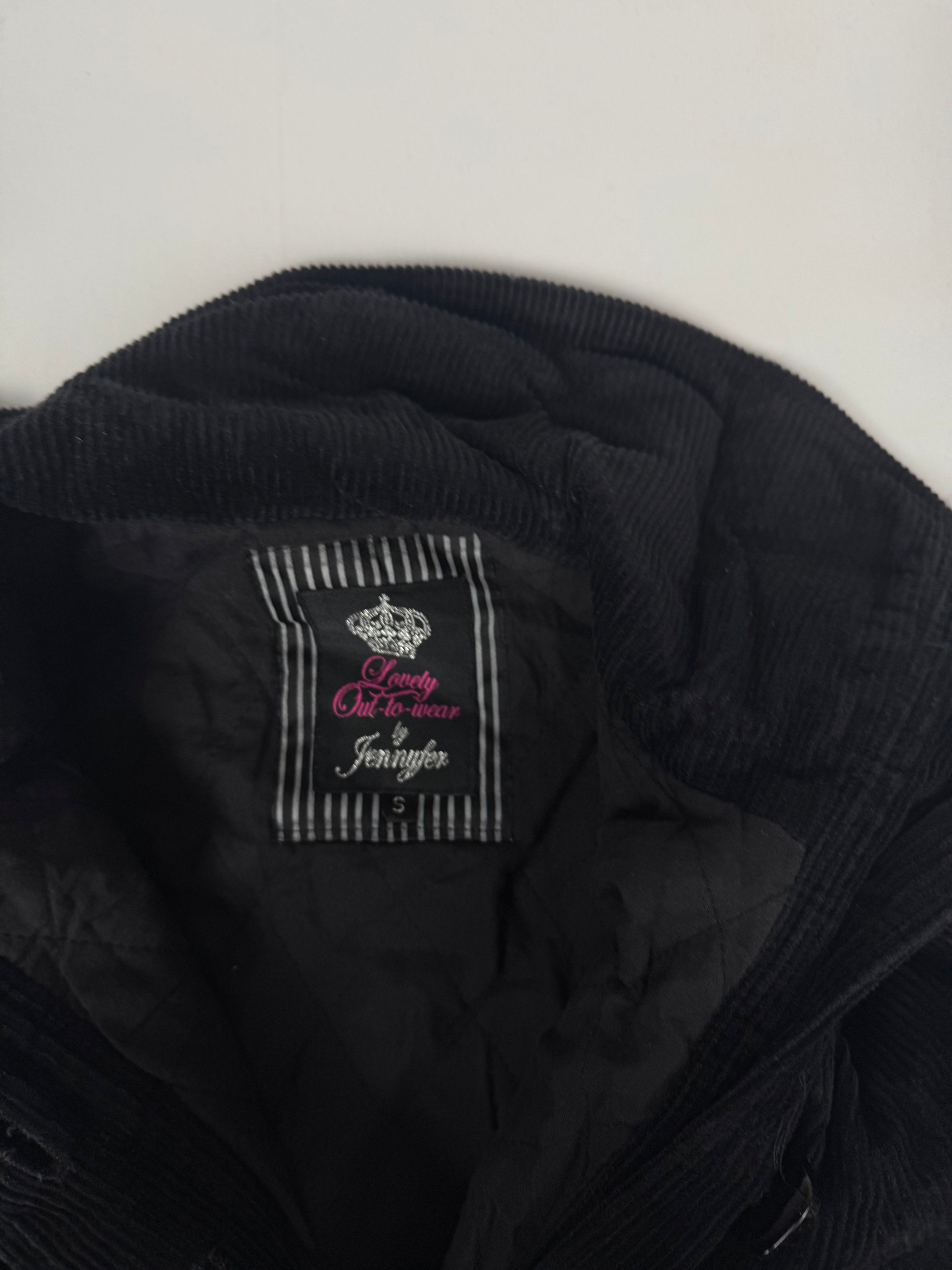Black velvet ribbed trench coat (S)
