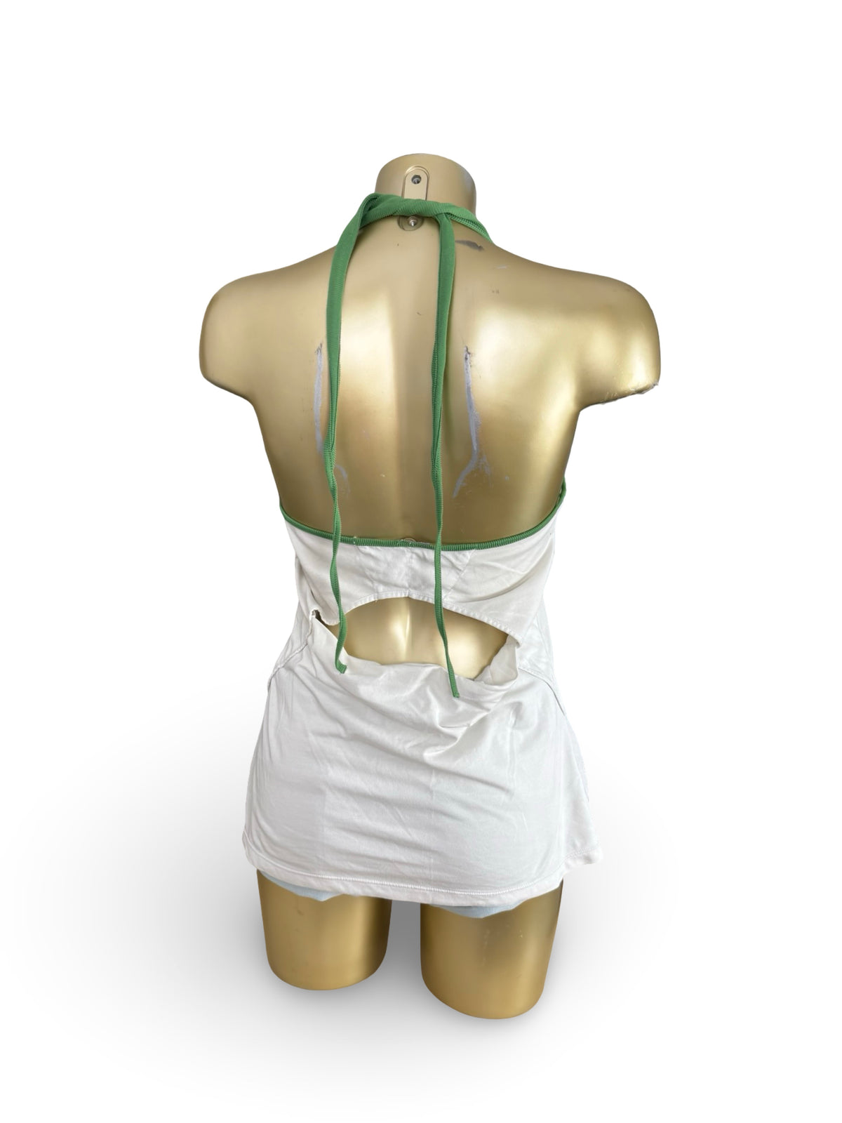 White & green backless tie up top (M)