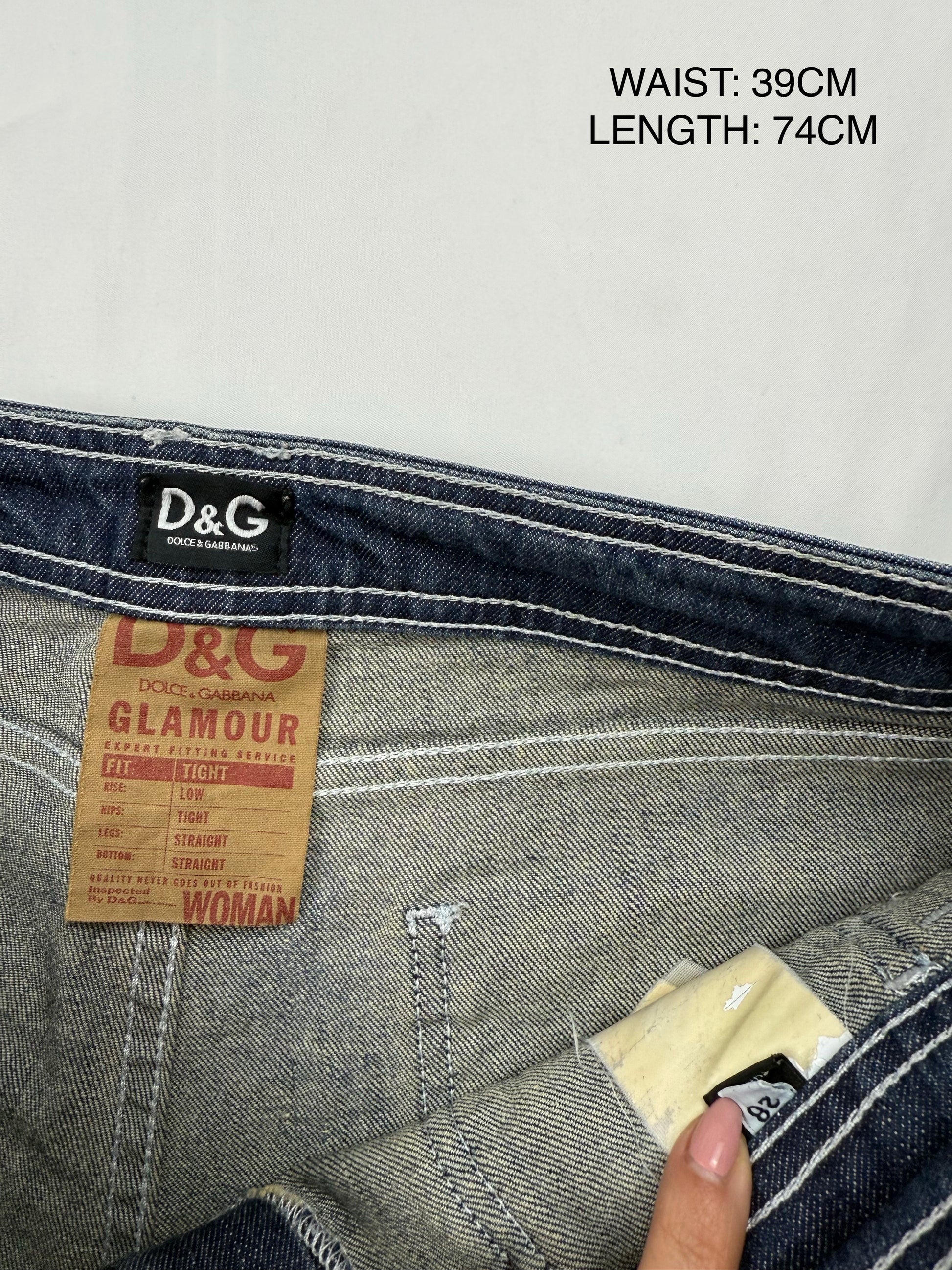 Navy denim low rise capri pants (M)