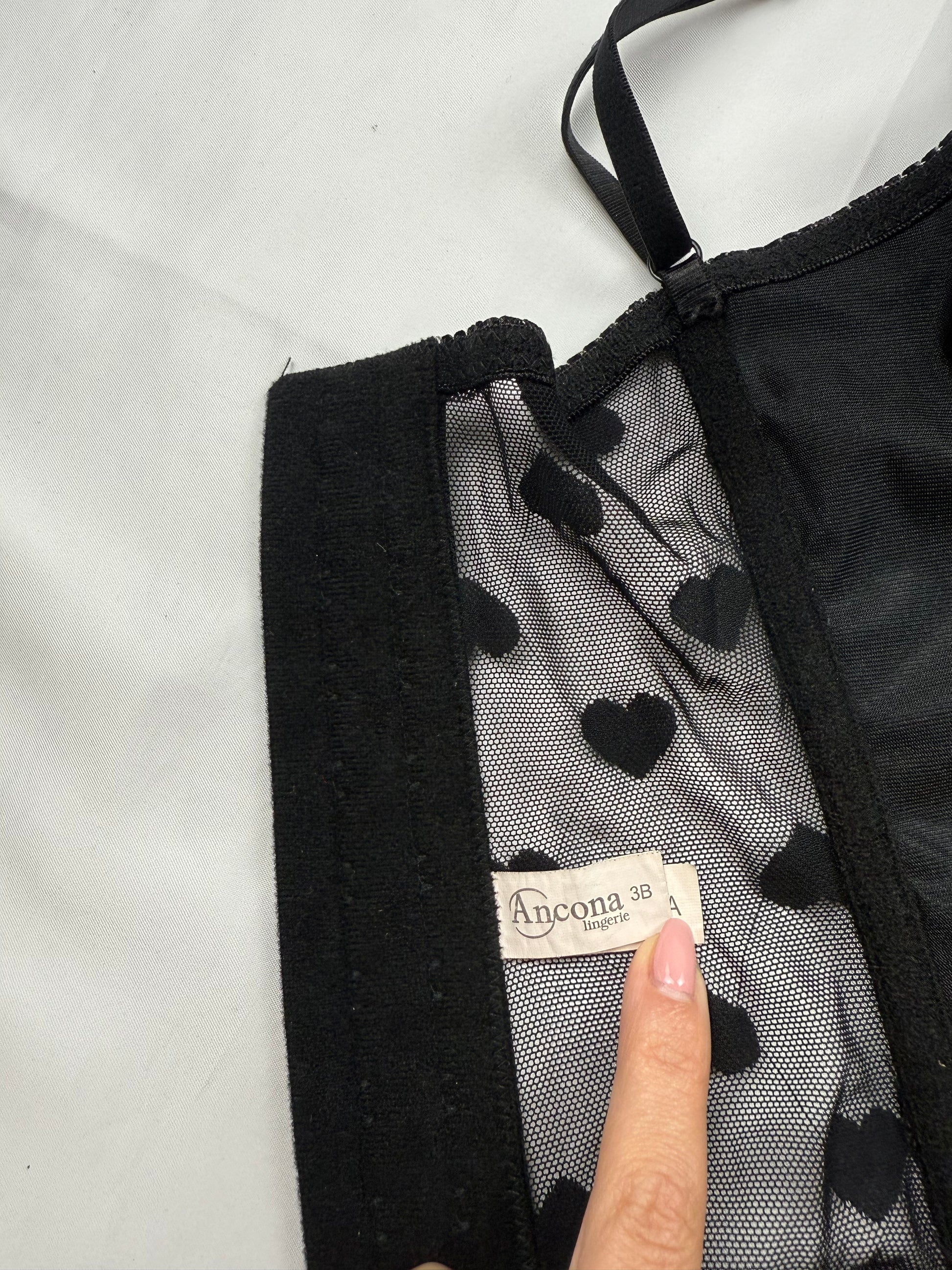 Black mesh embroidered corset top (S)