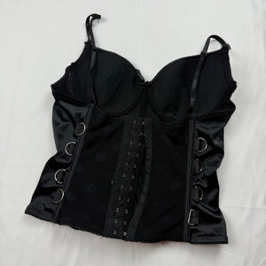 Black mesh embroidered corset top (S)