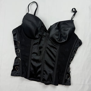 Black mesh embroidered corset top (S)