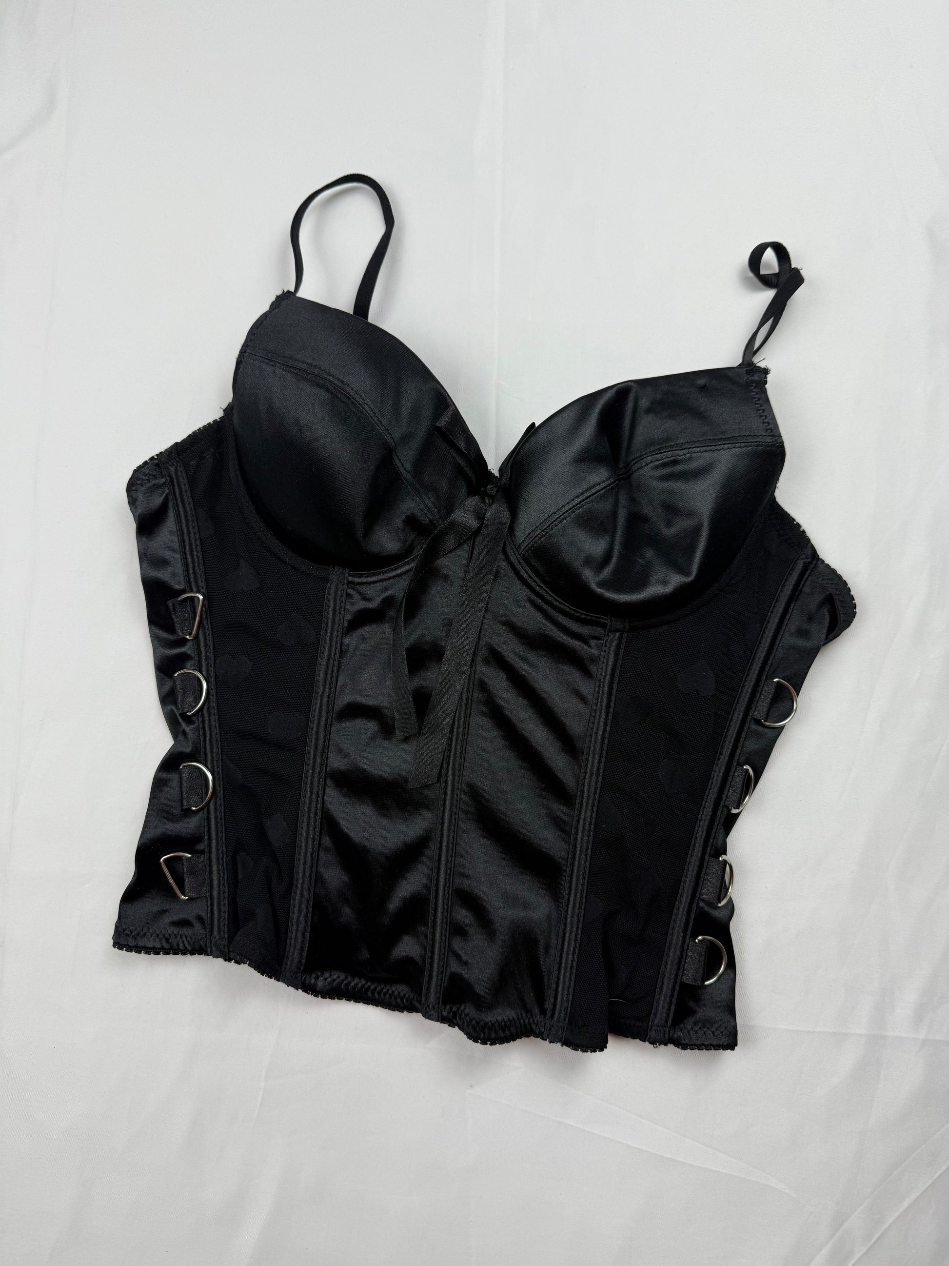 Black mesh embroidered corset top (S)