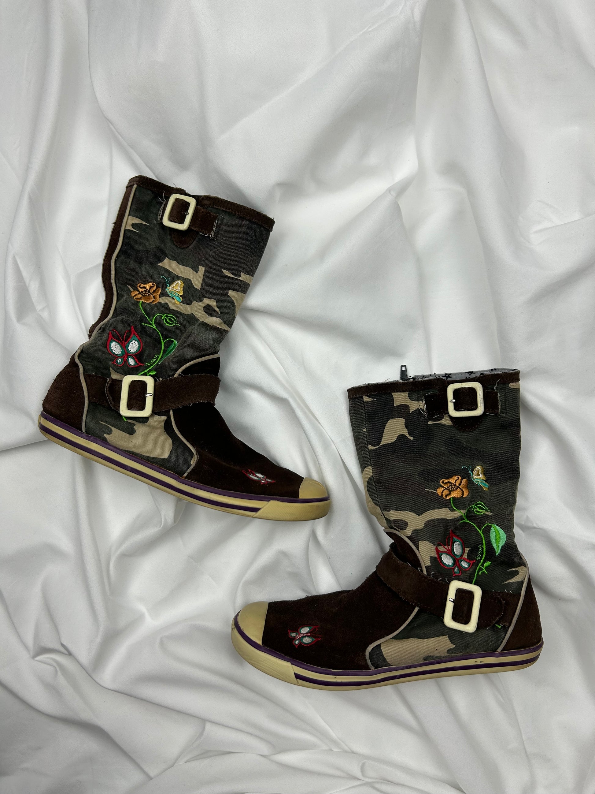 Brown buckle boots shoes (39)