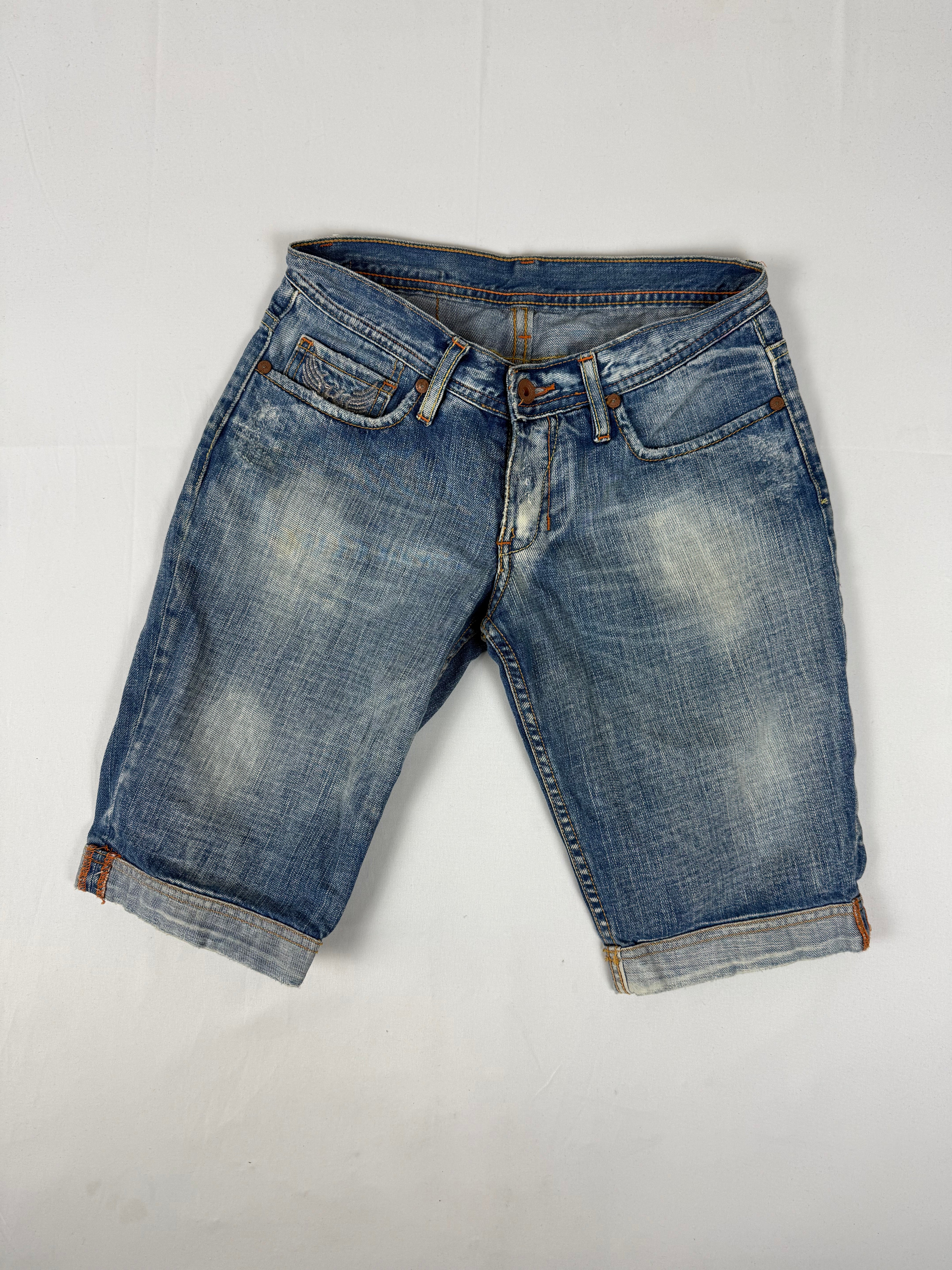 Blue denim low waist capri pants (XS)