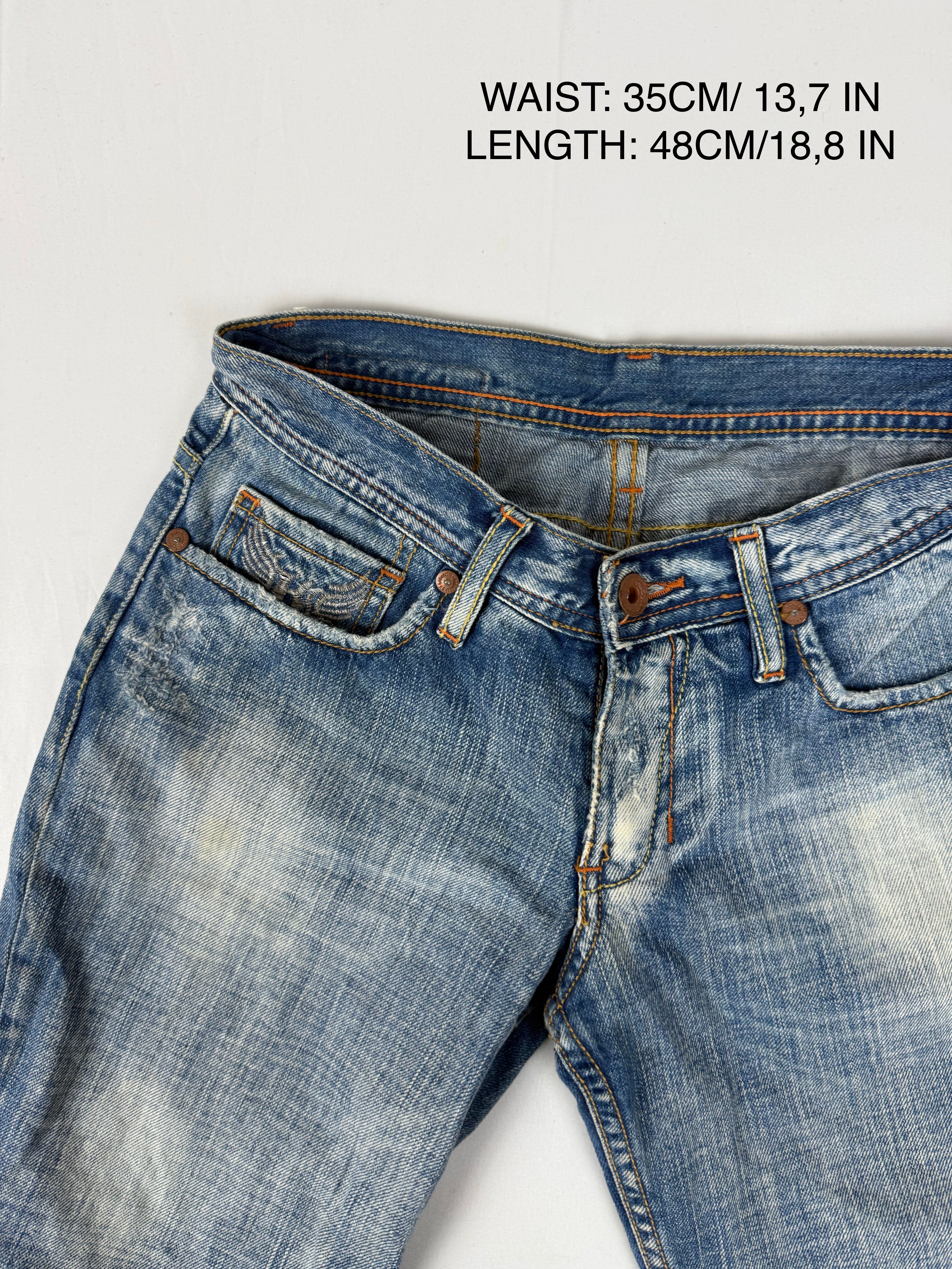 Blue denim low waist capri pants (XS)