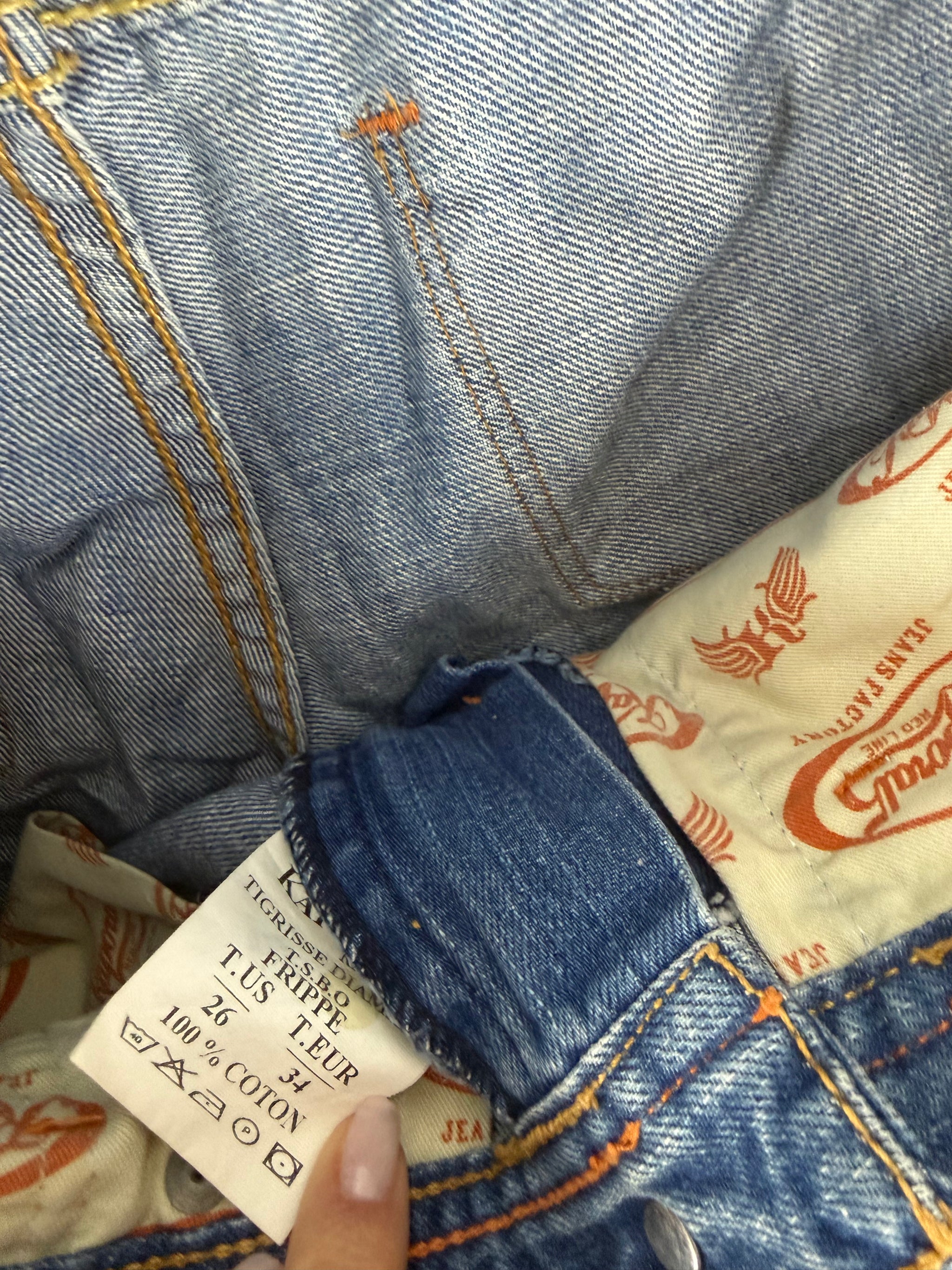 Blue denim low waist capri pants (XS)
