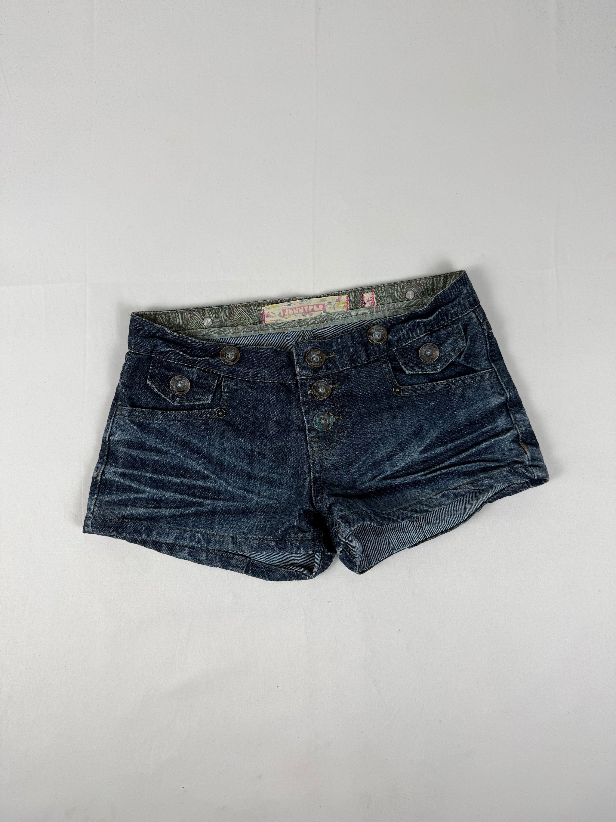 Navy denim low rise mini short (XS)