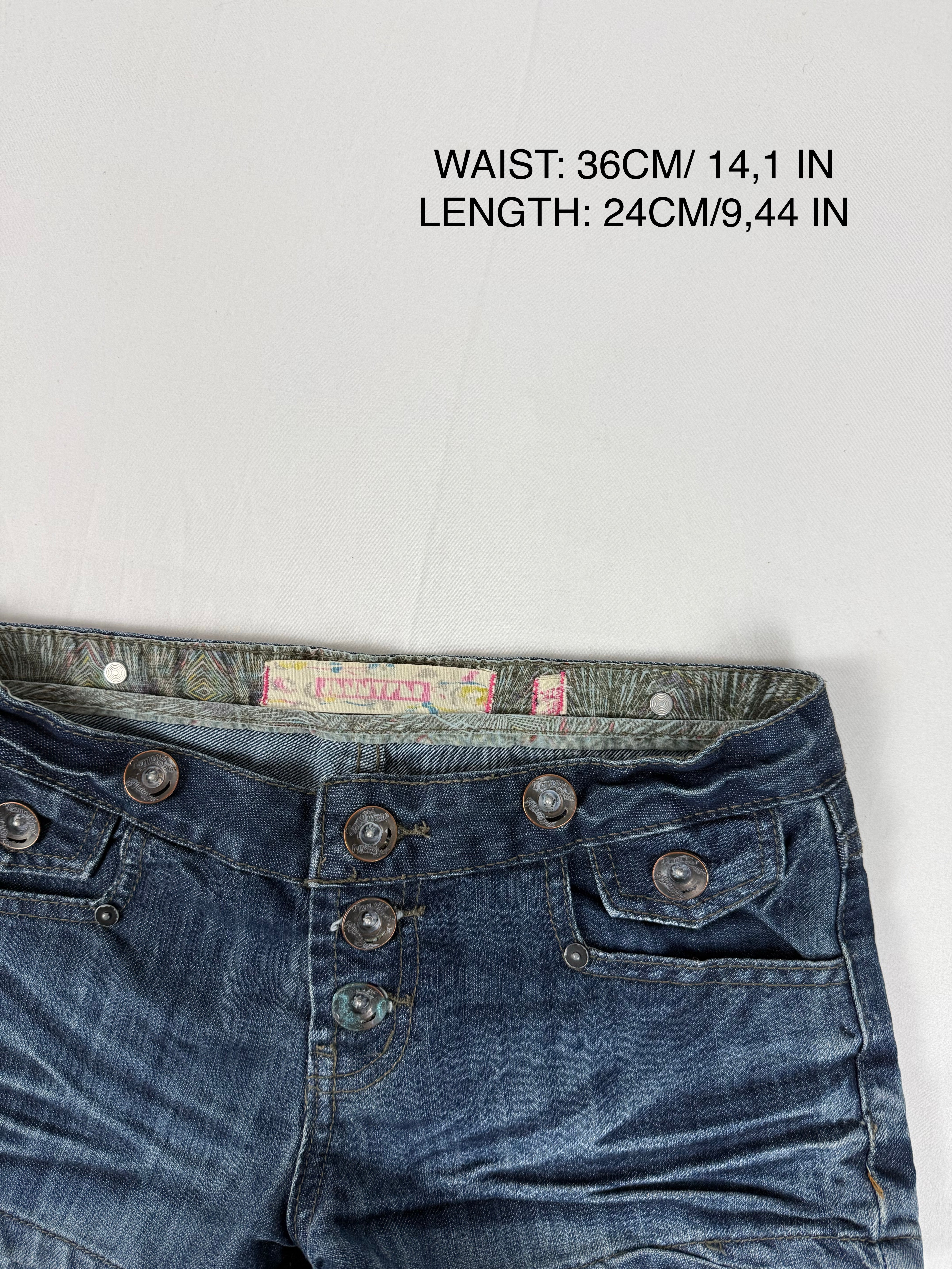 Navy denim low rise mini short (XS)
