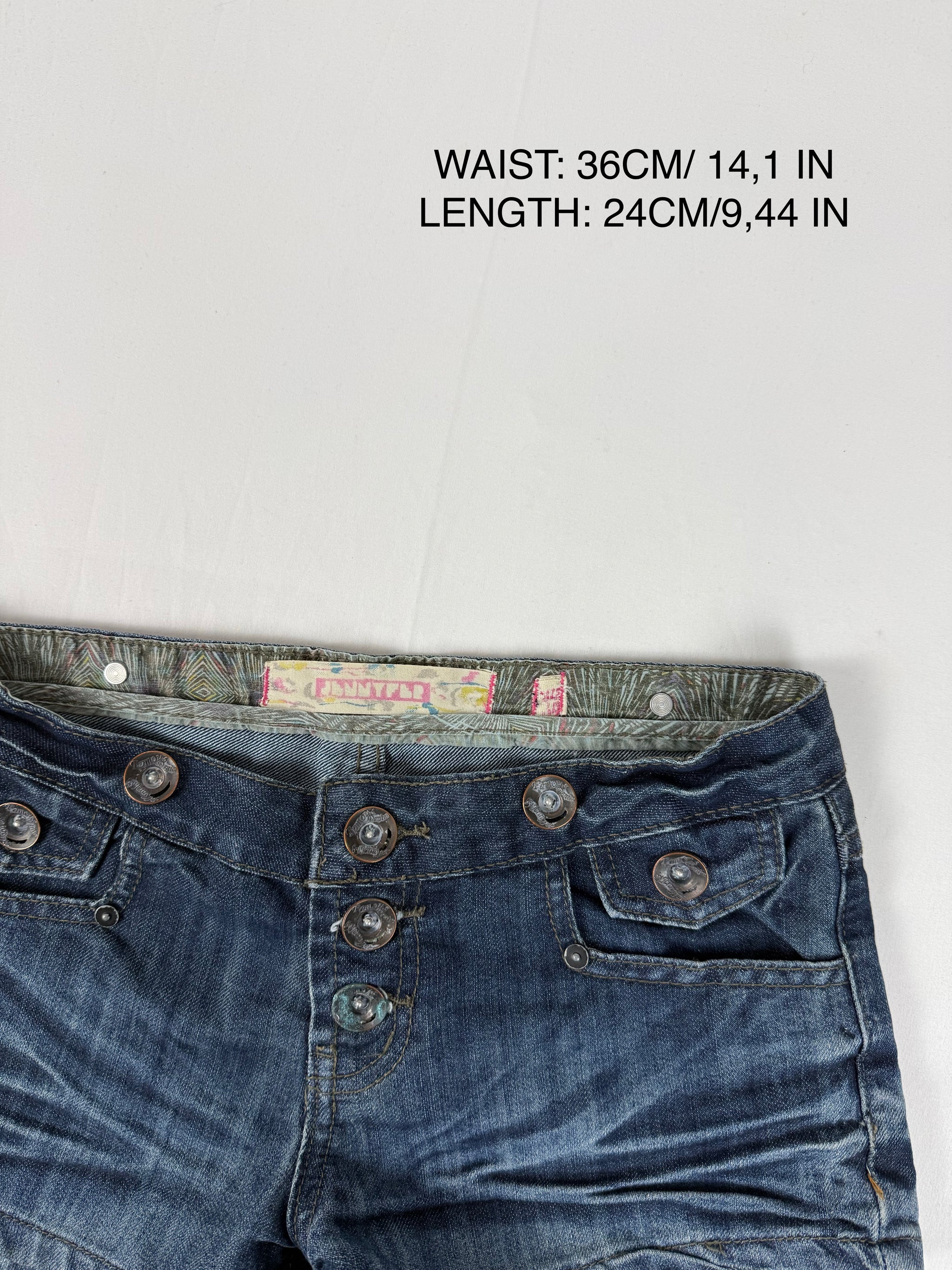Navy denim low rise mini short (XS)