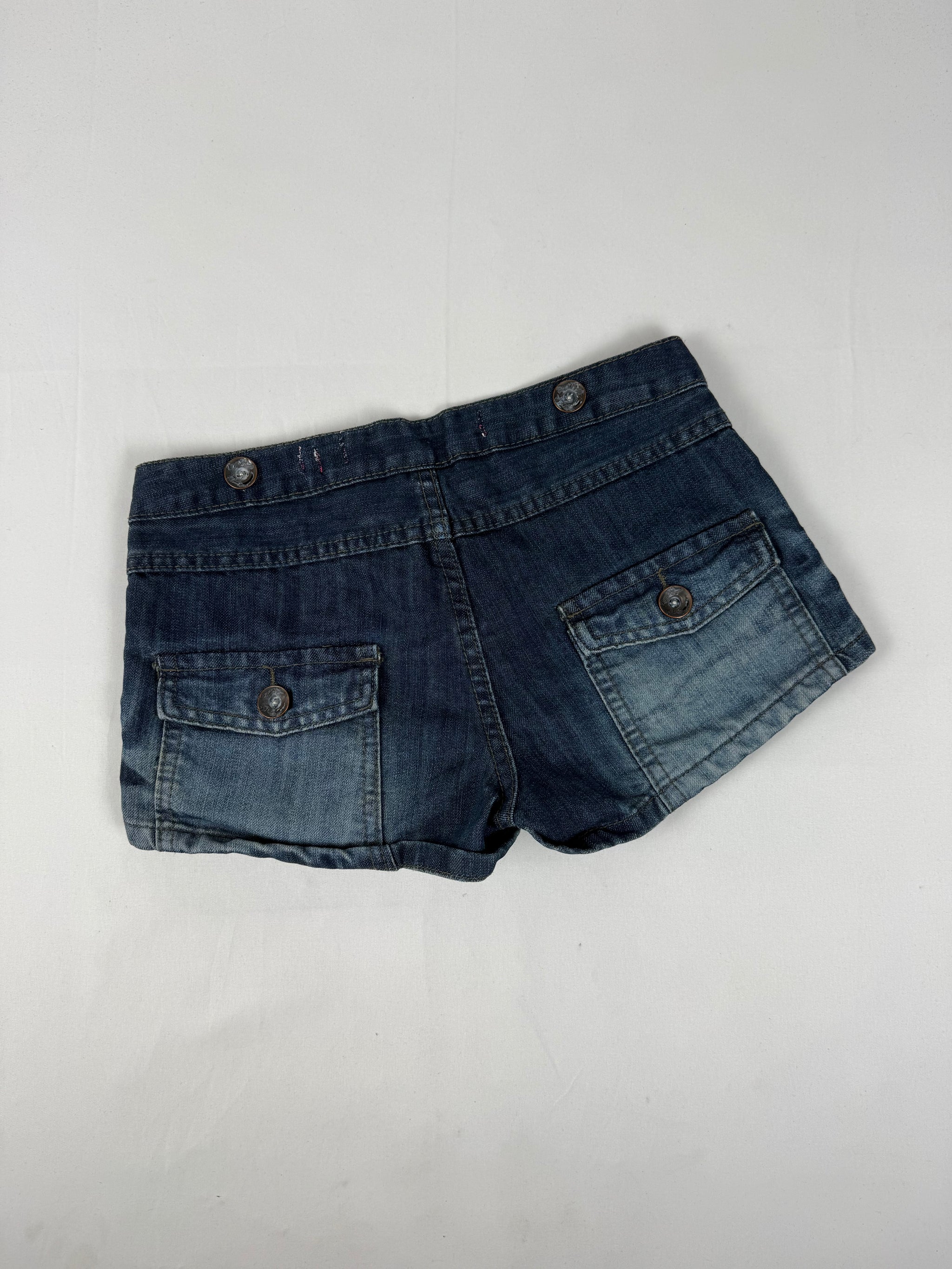 Navy denim low rise mini short (XS)